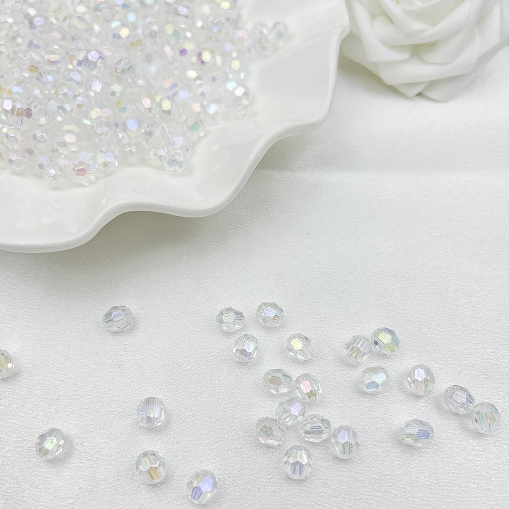 Mulutoo 1000 Pcs 6MM AB Color Crystal Acrylic Beads 6MM, 401 – Transparent