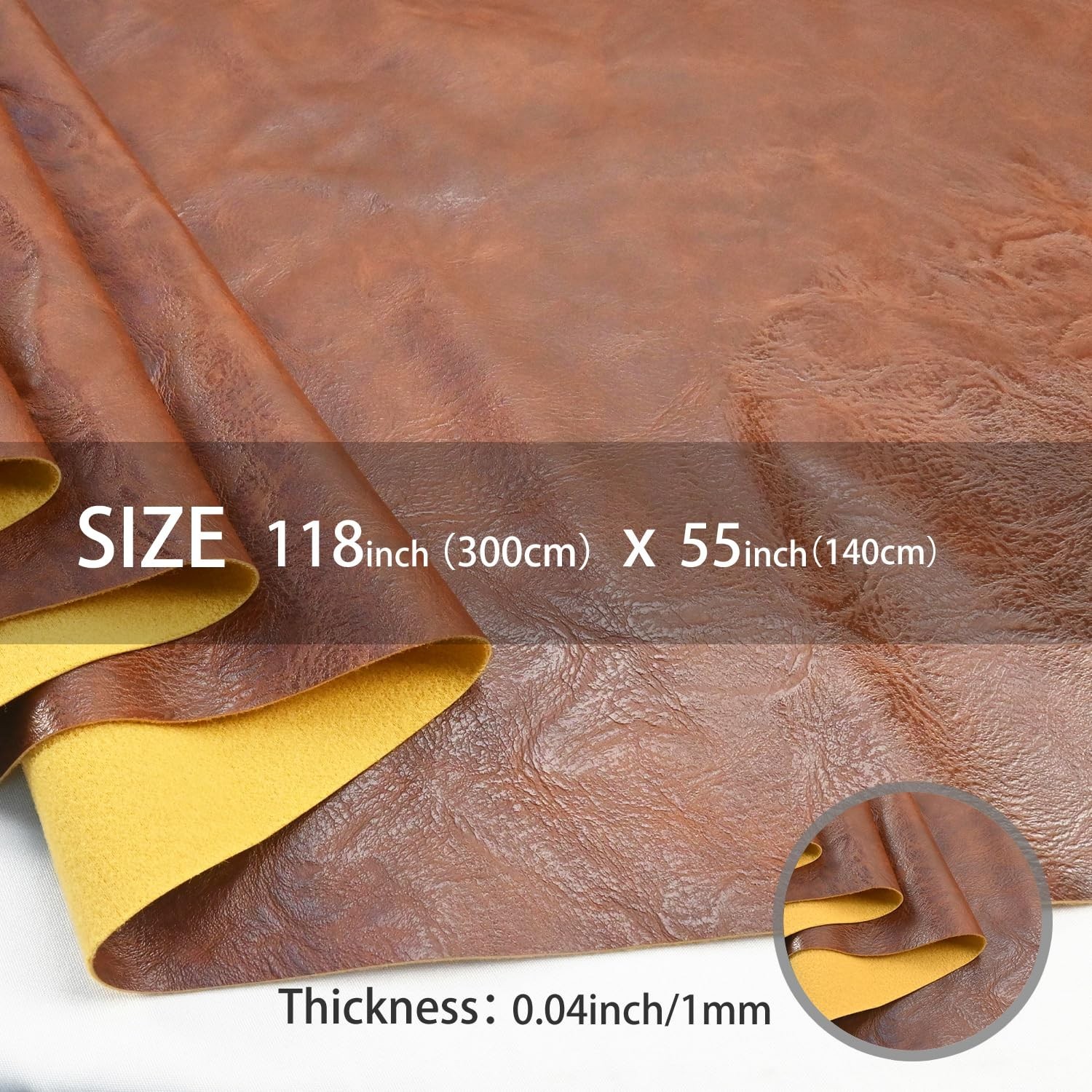 300x140cm Brown Soft Faux Leather Fabric, 1mm Thick PU Material | Exquisite A…