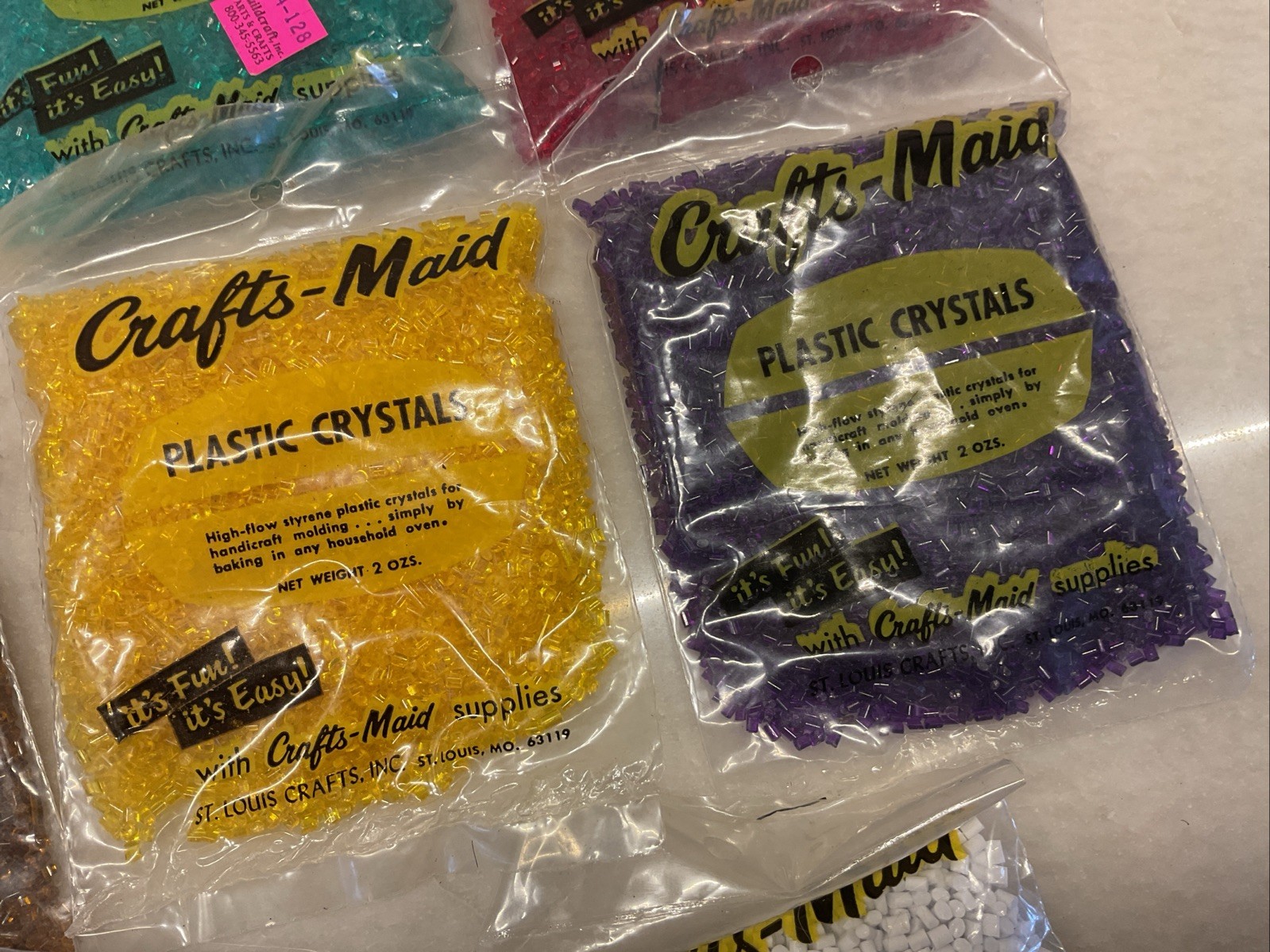 Vintage Crafts Maid Plastic Crystals New Old Stock 8 2 Ounce Packages