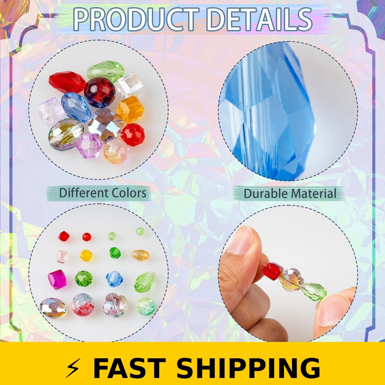 OuMuaMua 636pcs Crystal Glass Beads for Jewelry Making – Mixed Colors