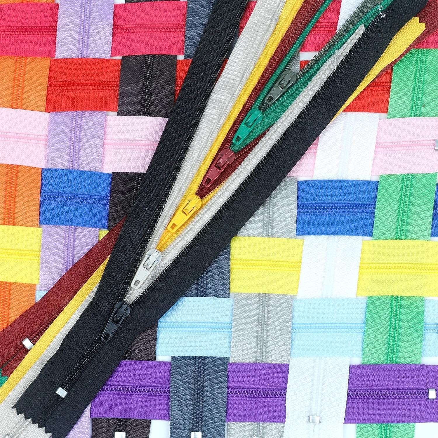 60 Pack 14 Inch Nylon Coil Zippers Bulk Assorted Colors for Sewing Crafts Tailor
