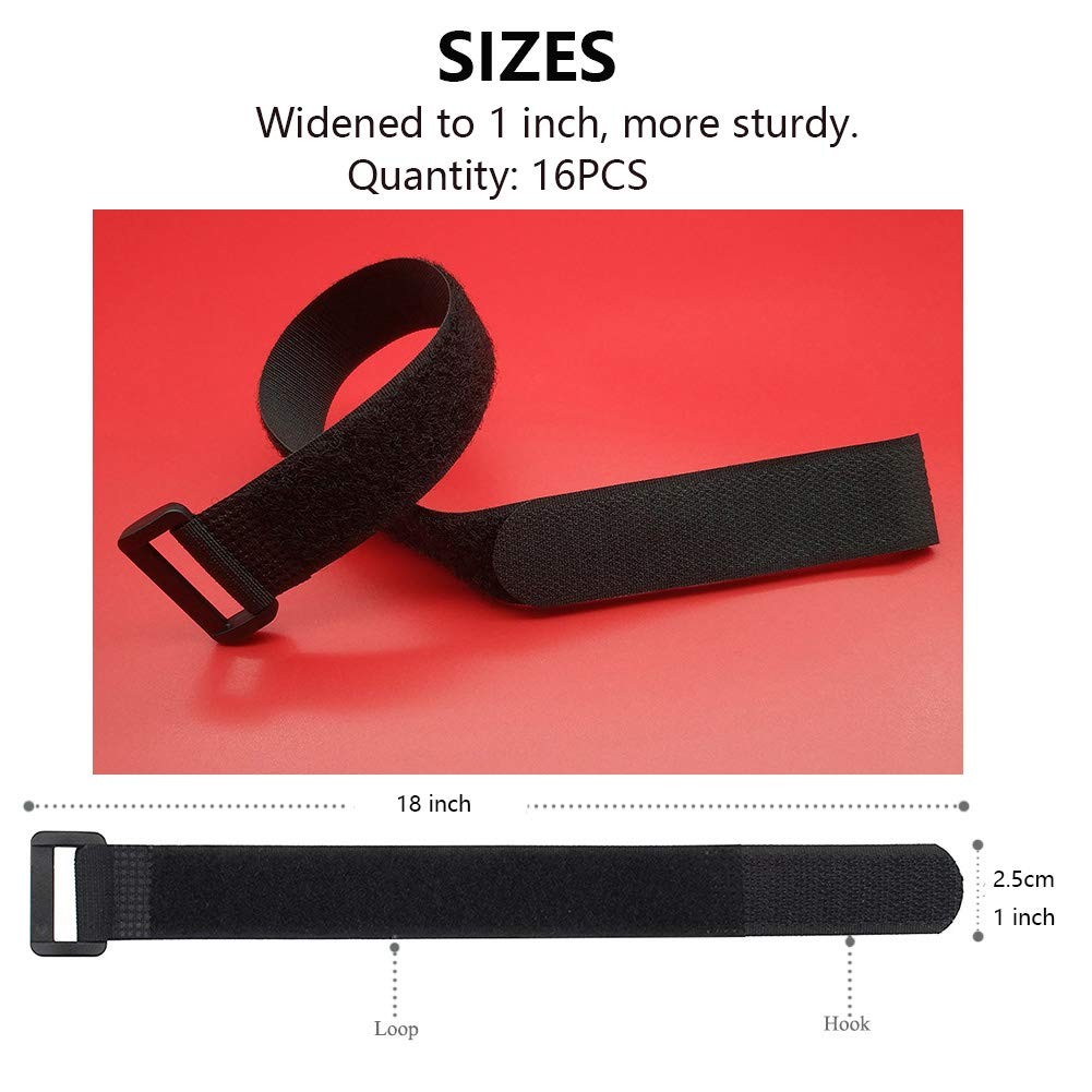 Tangser Cable Straps 1 Inch Wide, 18 Cinch 1” x 18 ”- 16pcs, Black