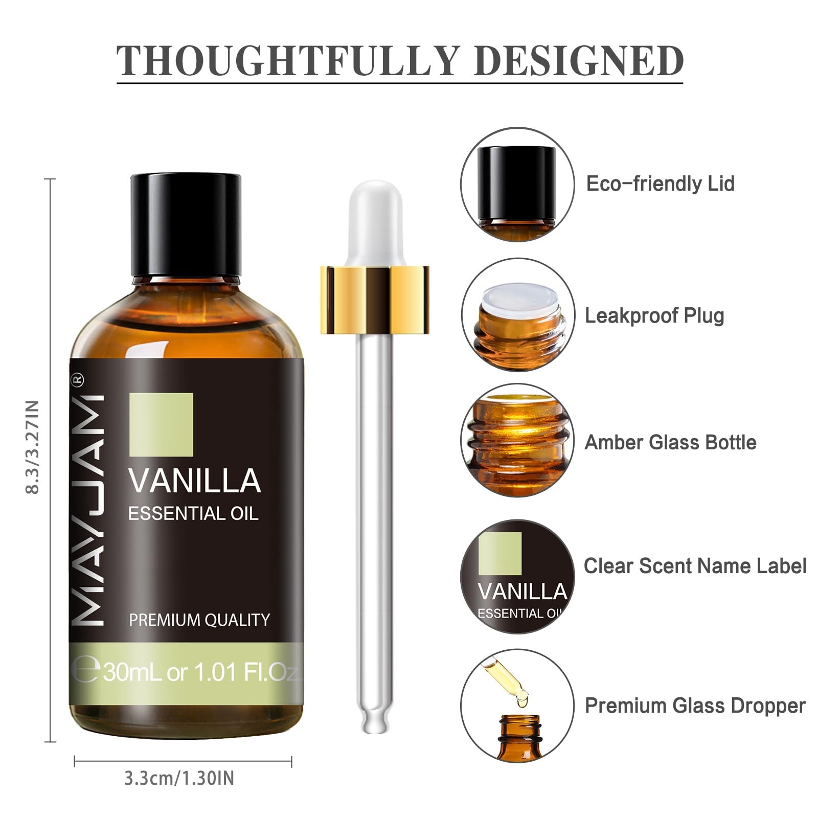 Vanilla Essential Oil 30ml/1.01fl.oz, MAYJAM Premium 1.01 Fl Oz (Pack of 1)