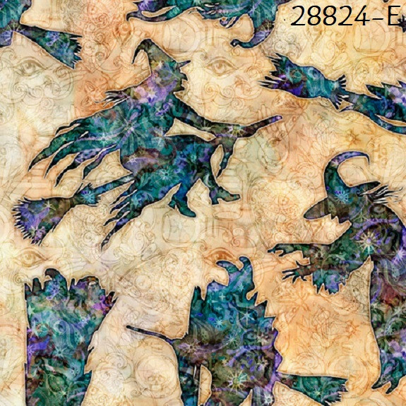 Wicked Halloween cotton Quilt fabric QT 28829-O Tossed Moons on Orange