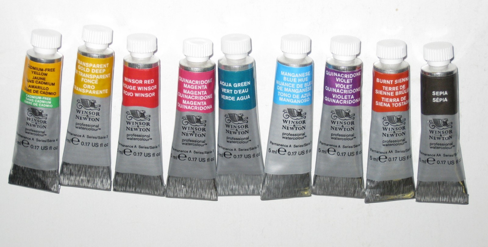 9 Lot Winsor & Newton Professional Artist Watercolor paint 5ml tubes ~ Free Ship