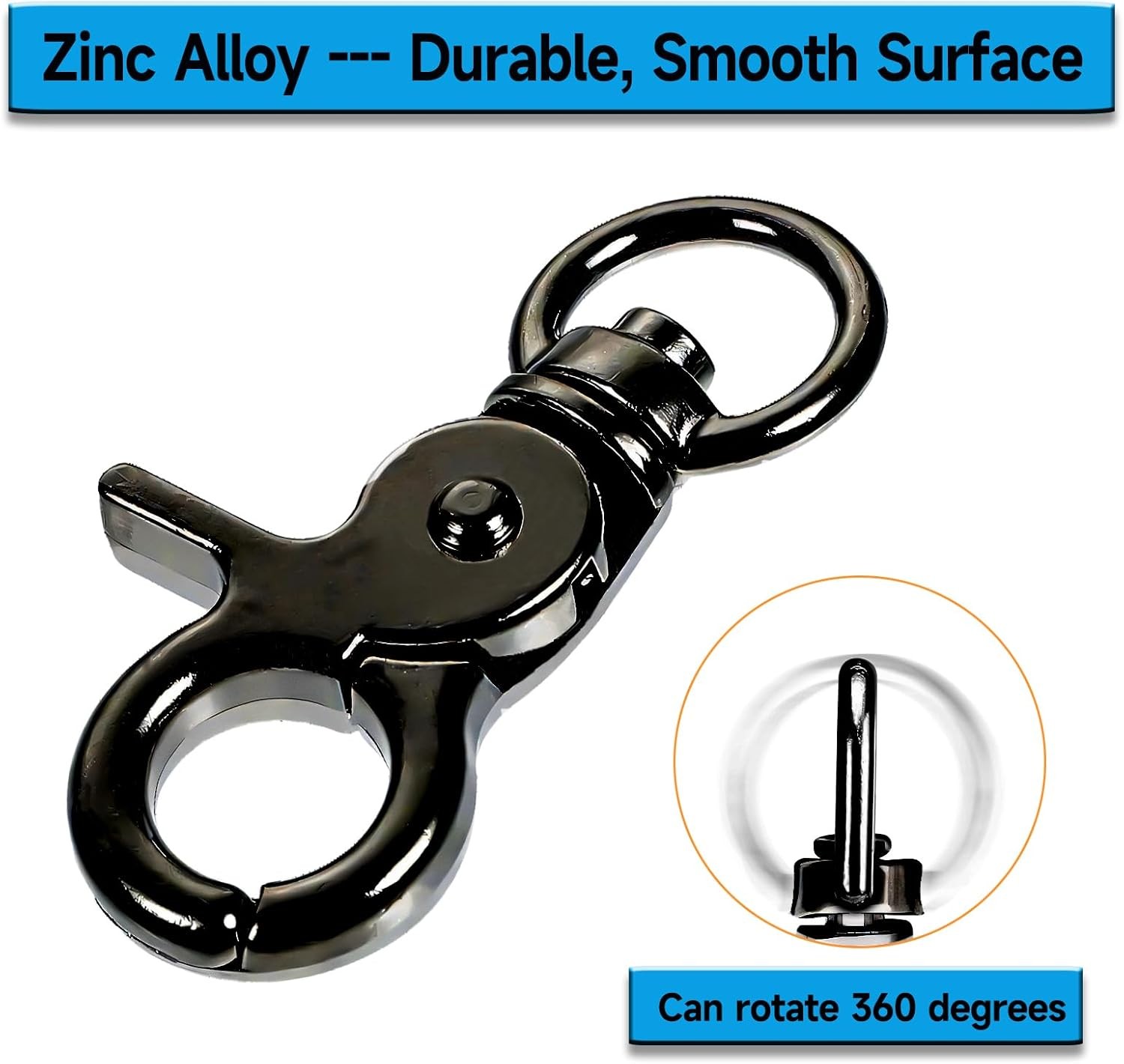20PCS Trigger Snap Hooks 2.32” x 0.82” Zinc Alloy Black Swivel Hooks…