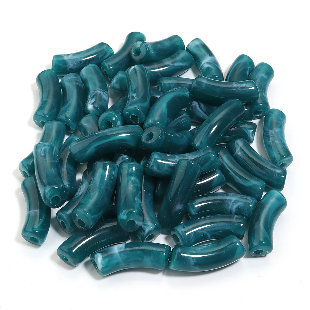 20Pcs/Lot Acrylic 11MM Bamboo Tube Beads Solid Color Chunky Bent Pipe Loose Bead