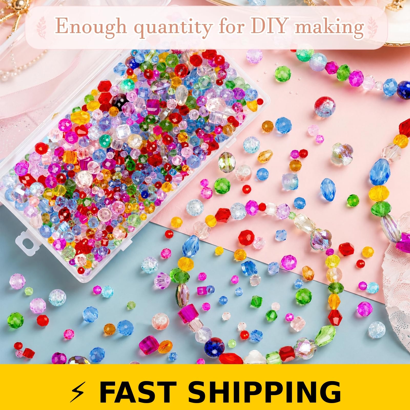 OuMuaMua 636pcs Crystal Glass Beads for Jewelry Making – Mixed Colors
