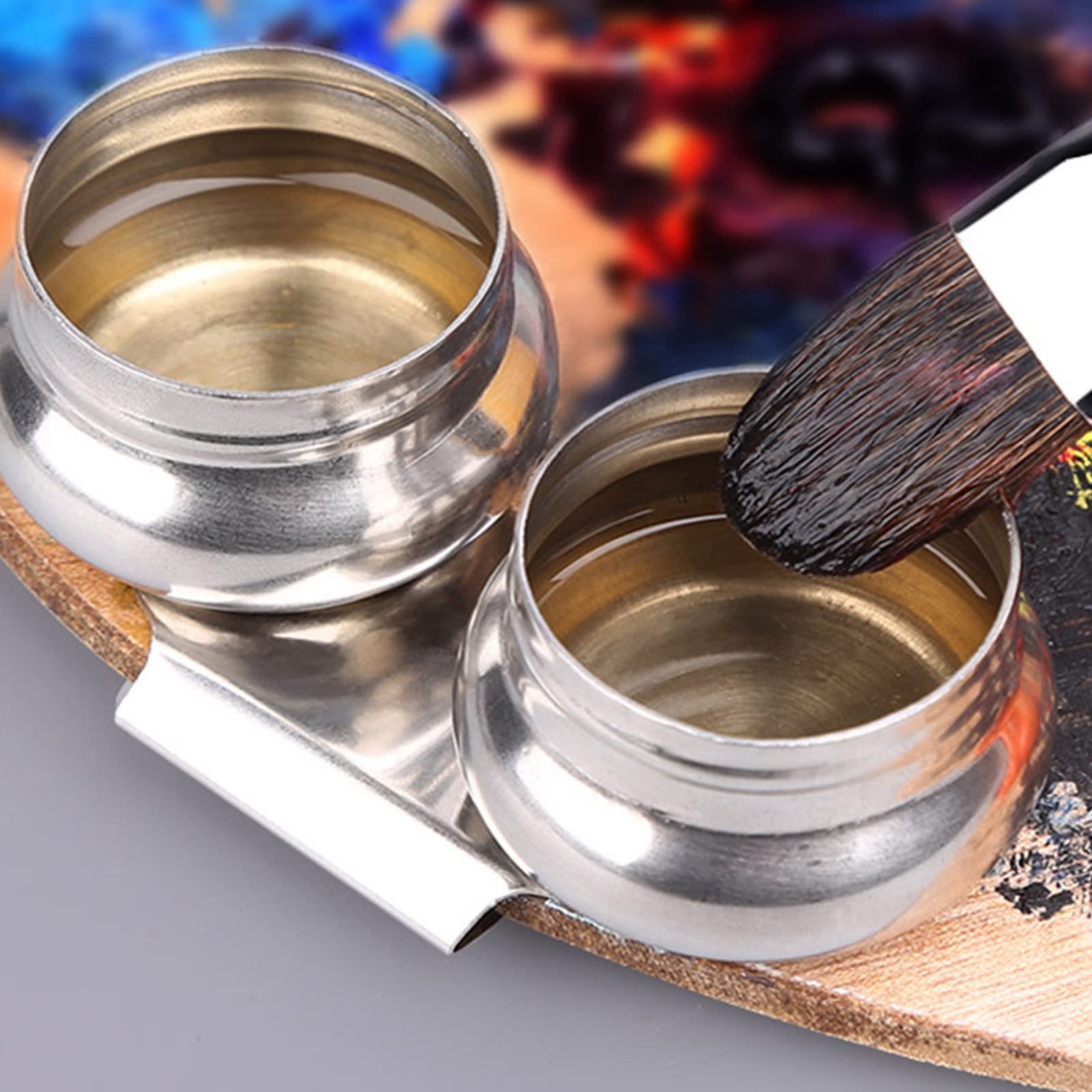 Steel Turpentine Linseed Oil Solvent Cup Paint Cup,Stainless Steel Large Doub…