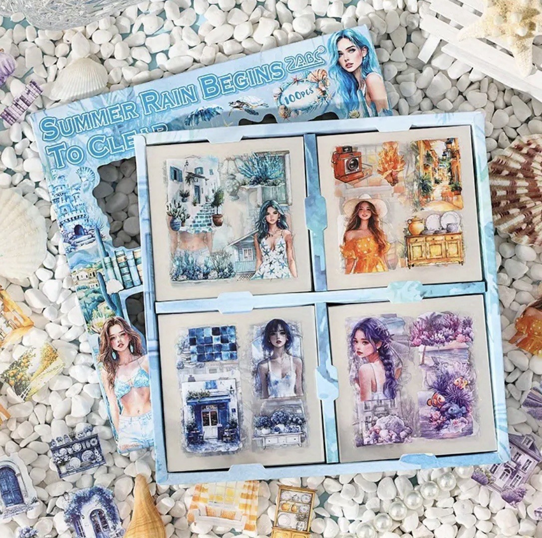 10 Sheets Summer Aesthetic Stickers- 4-5 Stickers Per Sheet- DIY Crafts **