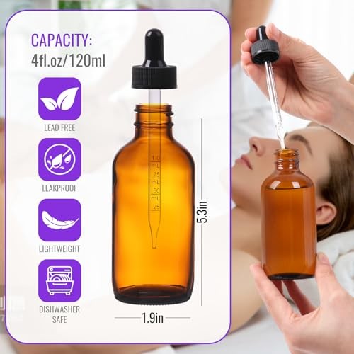 4 oz Dropper Bottles Glass 24Pack Glass Tincture Bottles 4fl.oz-24Pack Amber