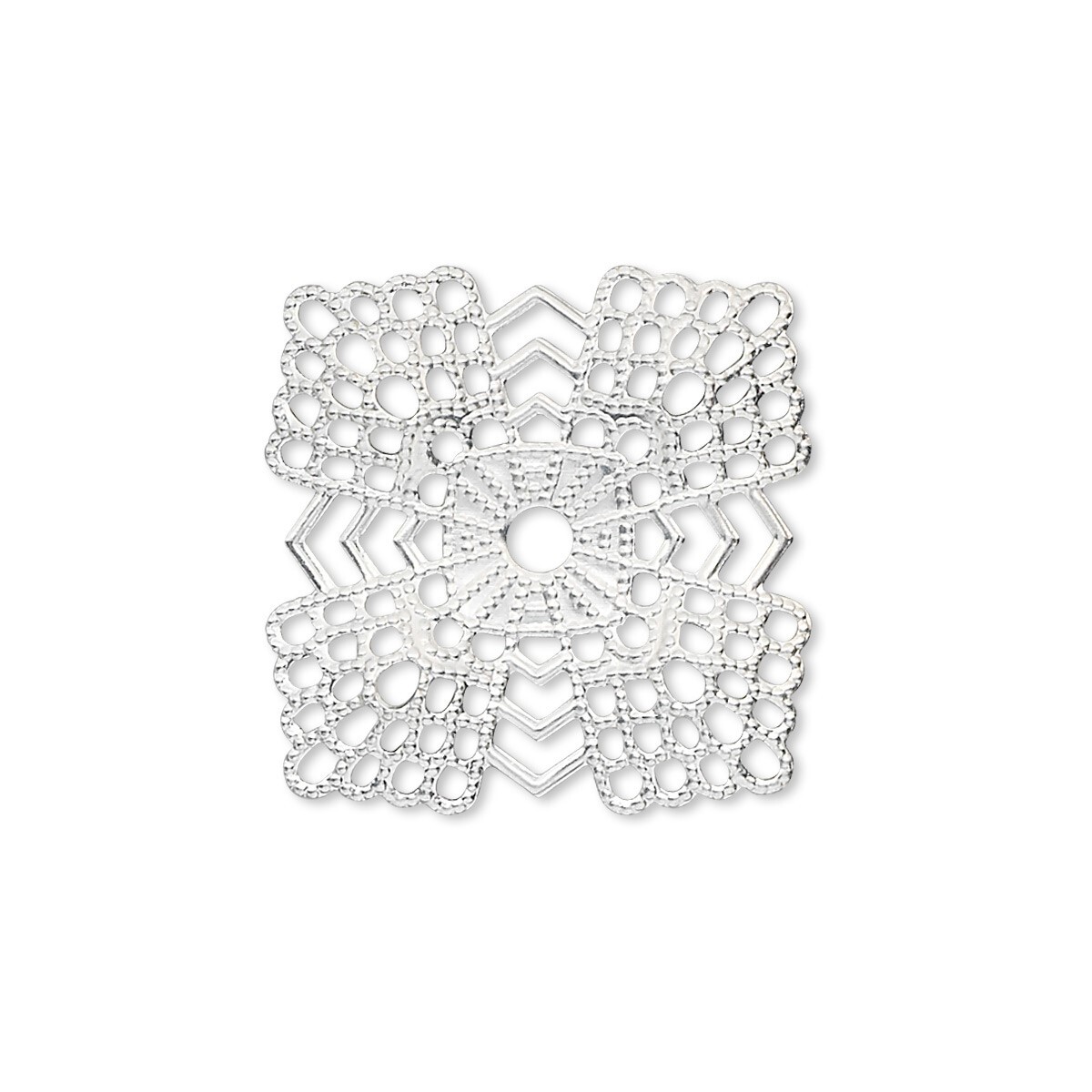 10 Silver Plated Brass 28x28mm Fancy Filigree Square Flower Connectors *