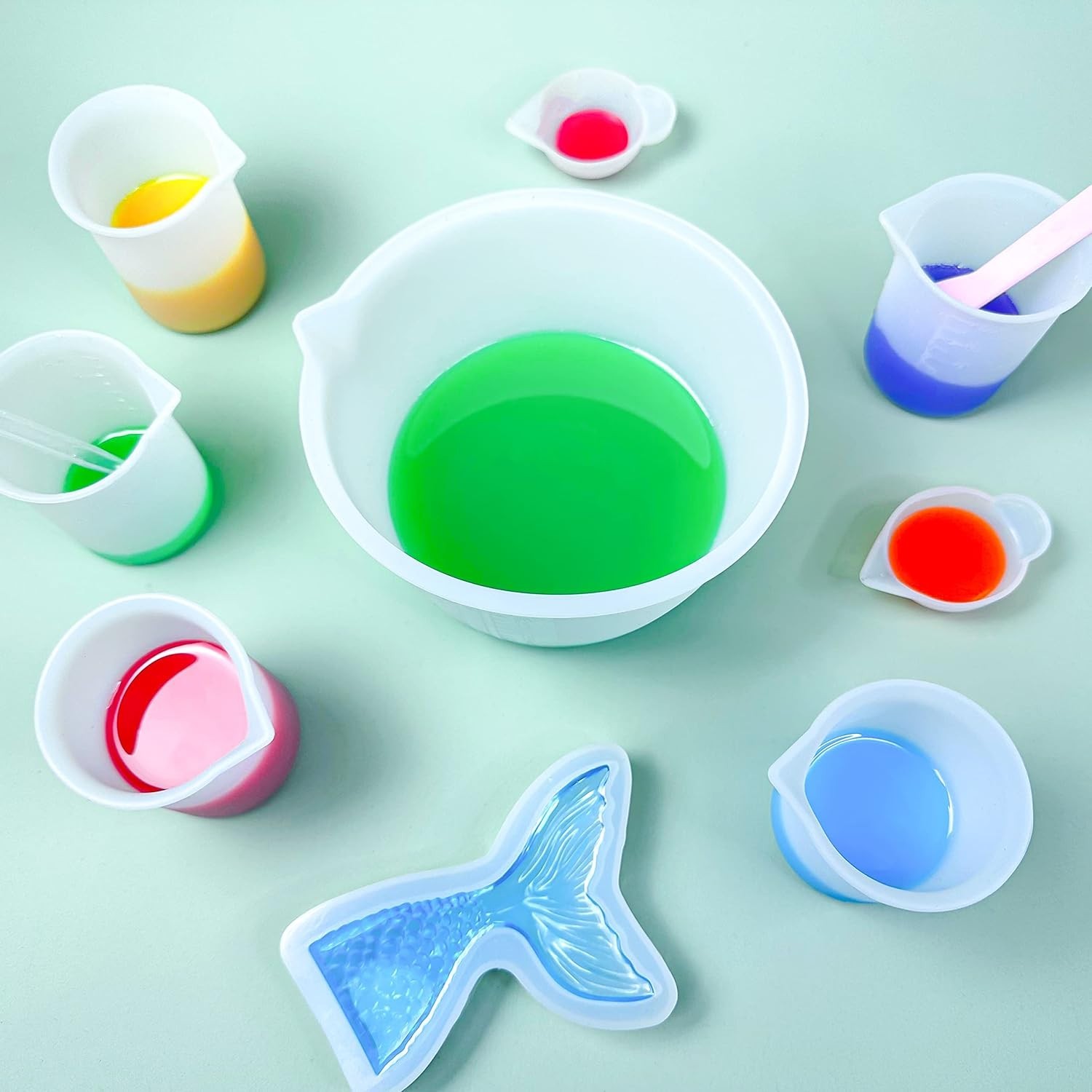 Silicone Measuring Cups for Resin Supplies – Kit with 600ml & 100ml Mixing Cu…