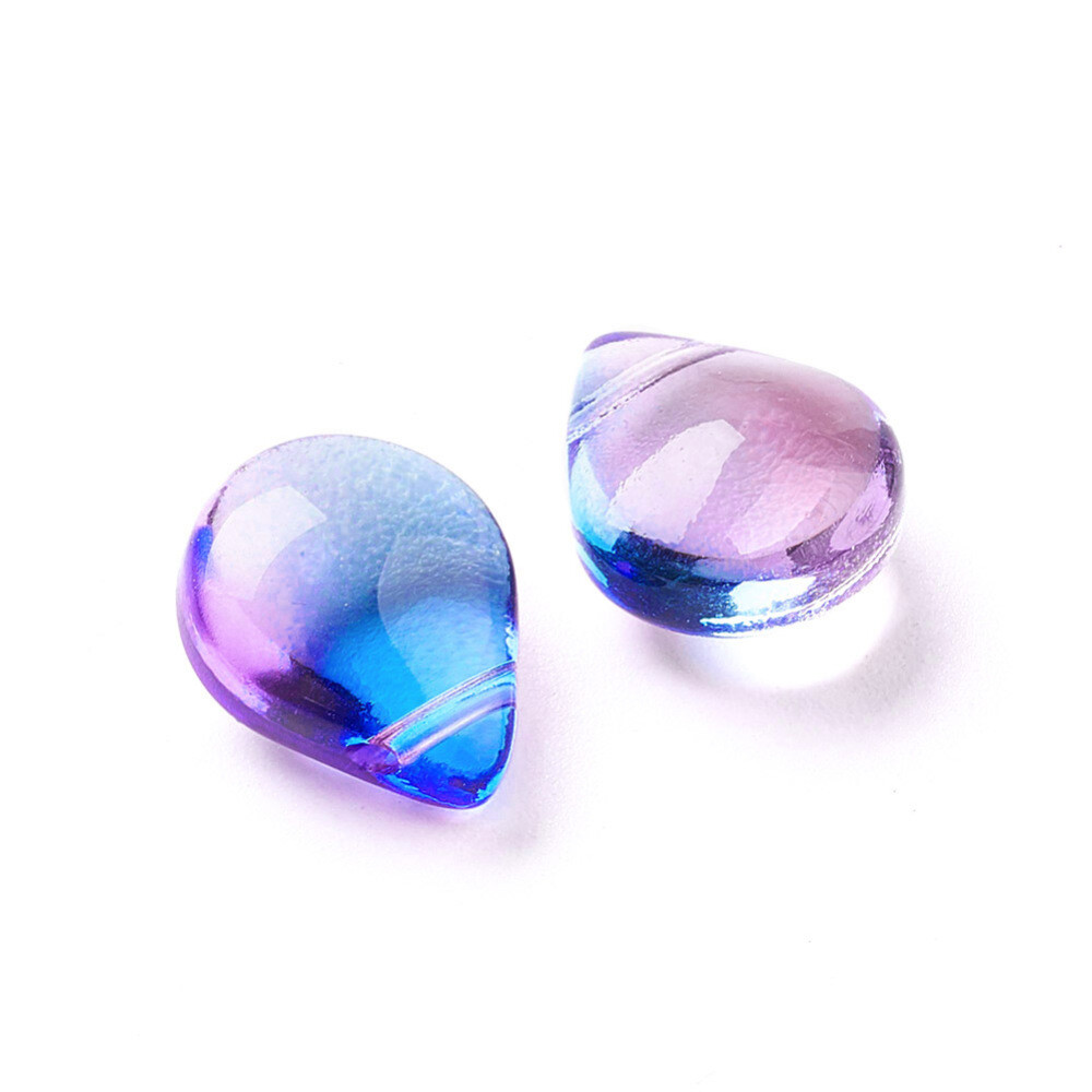 10 Teardrop Beads Glass Purple Blue Mermaid Tears Jewelry Supplies 12mm Supplies