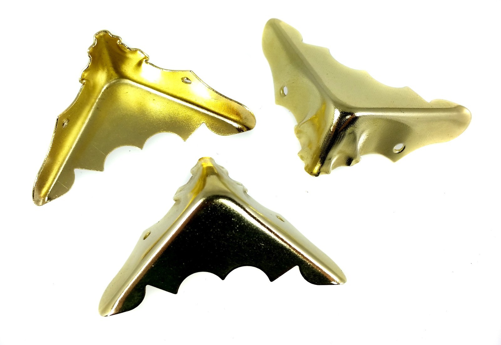 8pc. Decorative Brass Box Corners w/ Screws – a great finishing touch!