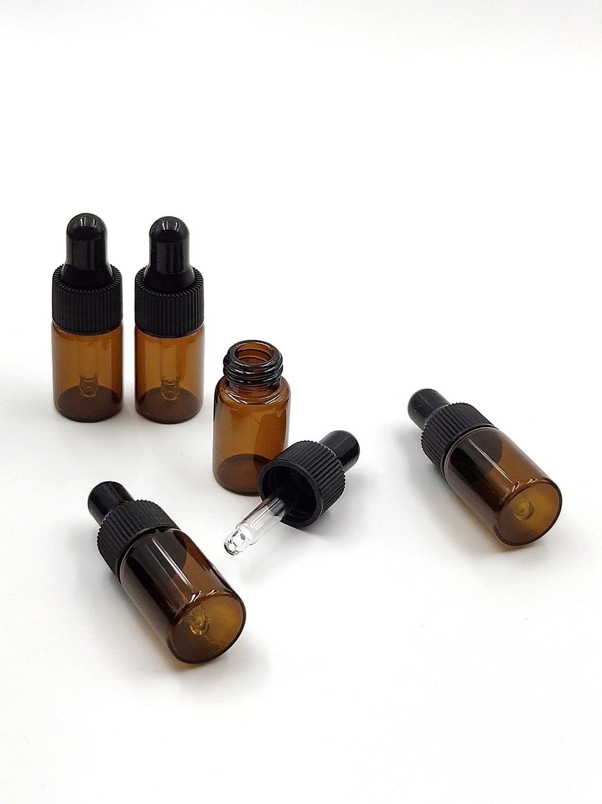 3ml Tiny Amber Glass Mini Dropper Bottles for Essential Oils, Cosmetics Vials