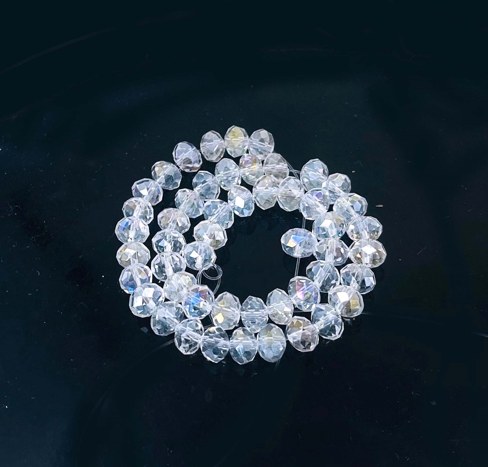 50 Clear AB Crystal Glass Faceted Rondelle Loose Beads Chandelier Sun Catcher