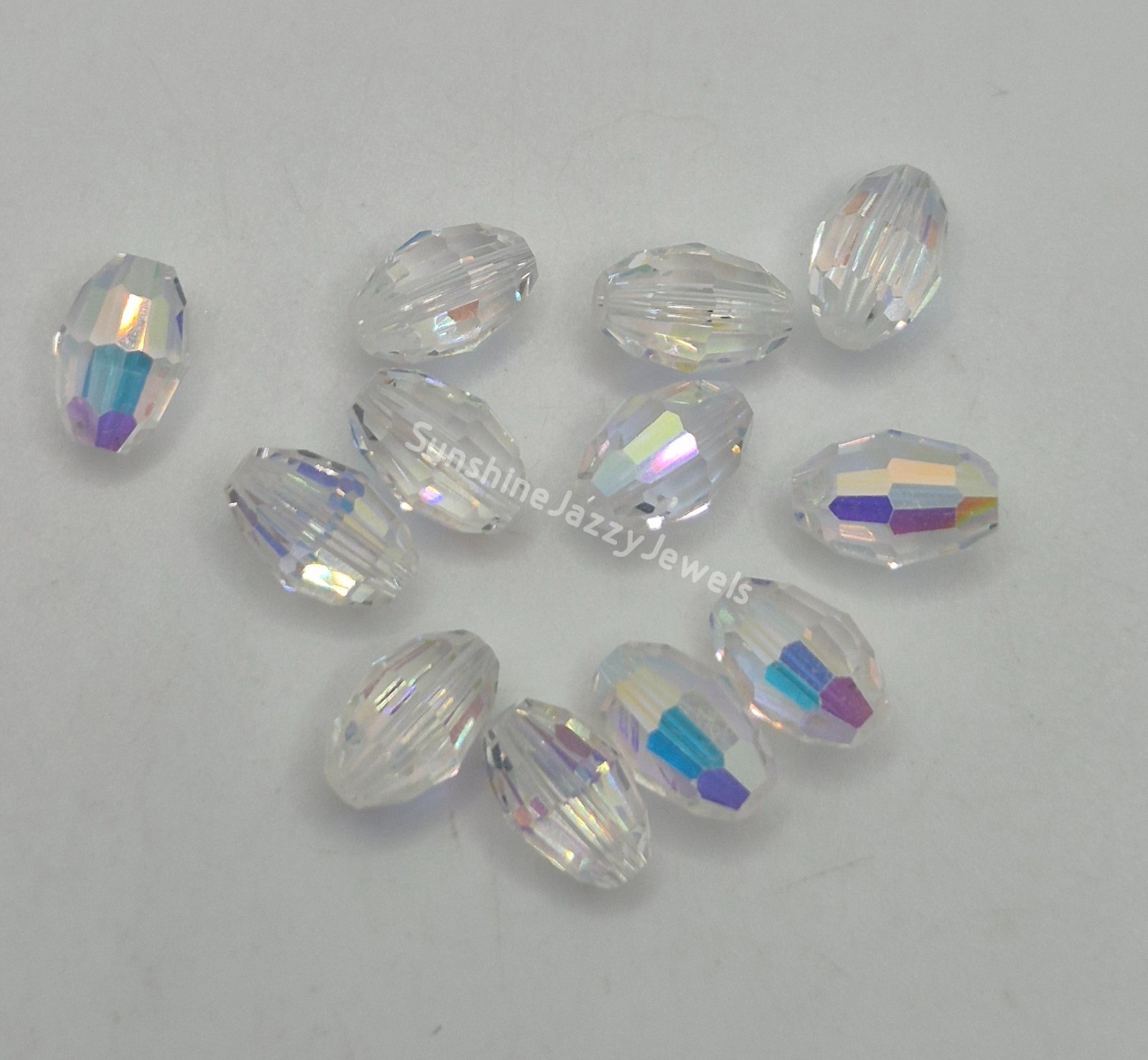 Swarovski Crystal Clear AB Faceted Oval 5200 Beads; Vintage! 7 Sizes