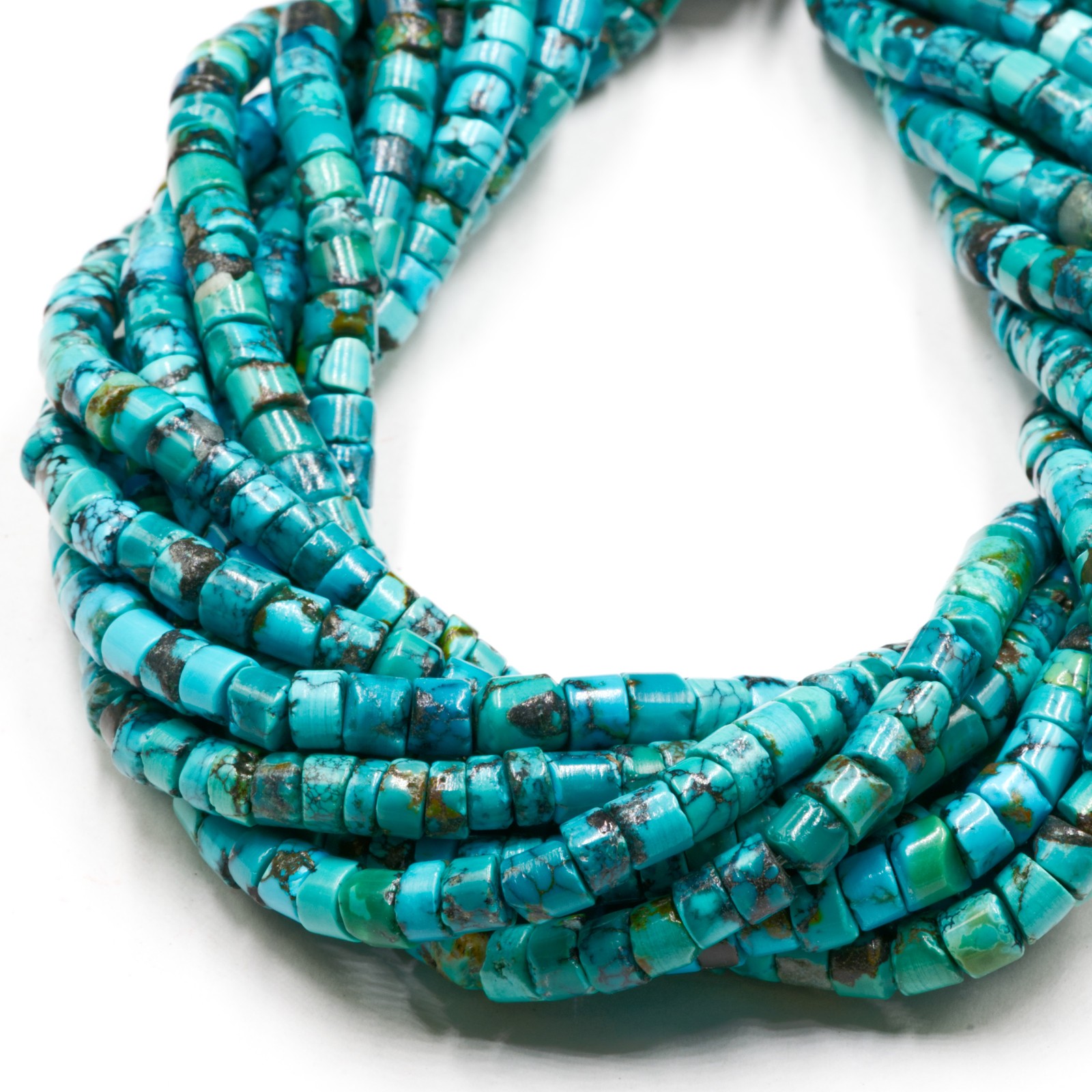 Natural Blue Turquoise Heishi Disk Beads Size 3-4 x 5-6mm 15.5” Strand