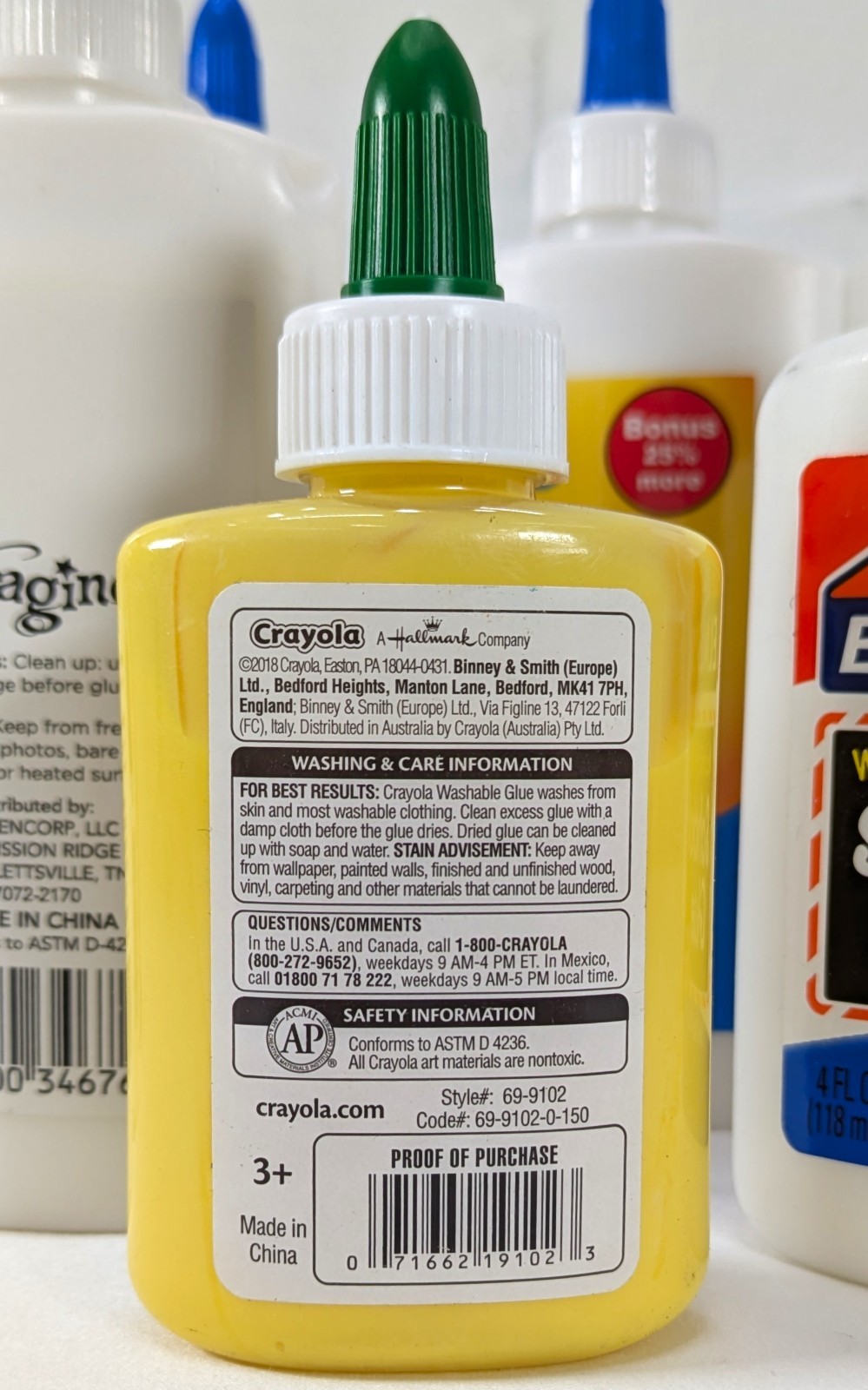 set of school glue and Elmer’s Magical Liquid confetti slime activator Crayola