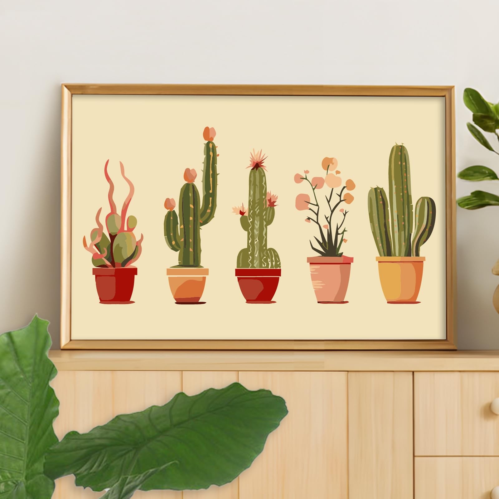 Framed Paint by Numbers Kit for Adults Beginner & Kids Ages 10-13, Cactus Easy P