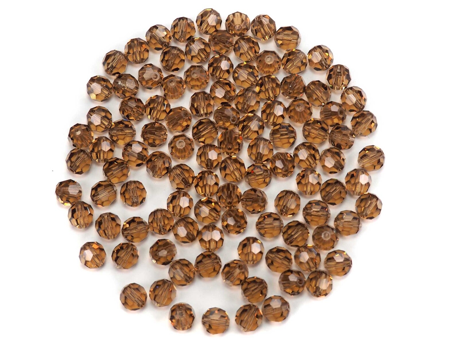 Light Colorado Topaz Czech Preciosa Machine Cut Round Crystal Beads 8mm brown