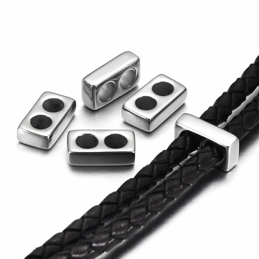 10pcs Double Hole Beads Leather Bracelet Two Hole Spacers Metal Bead DIY Jewelry