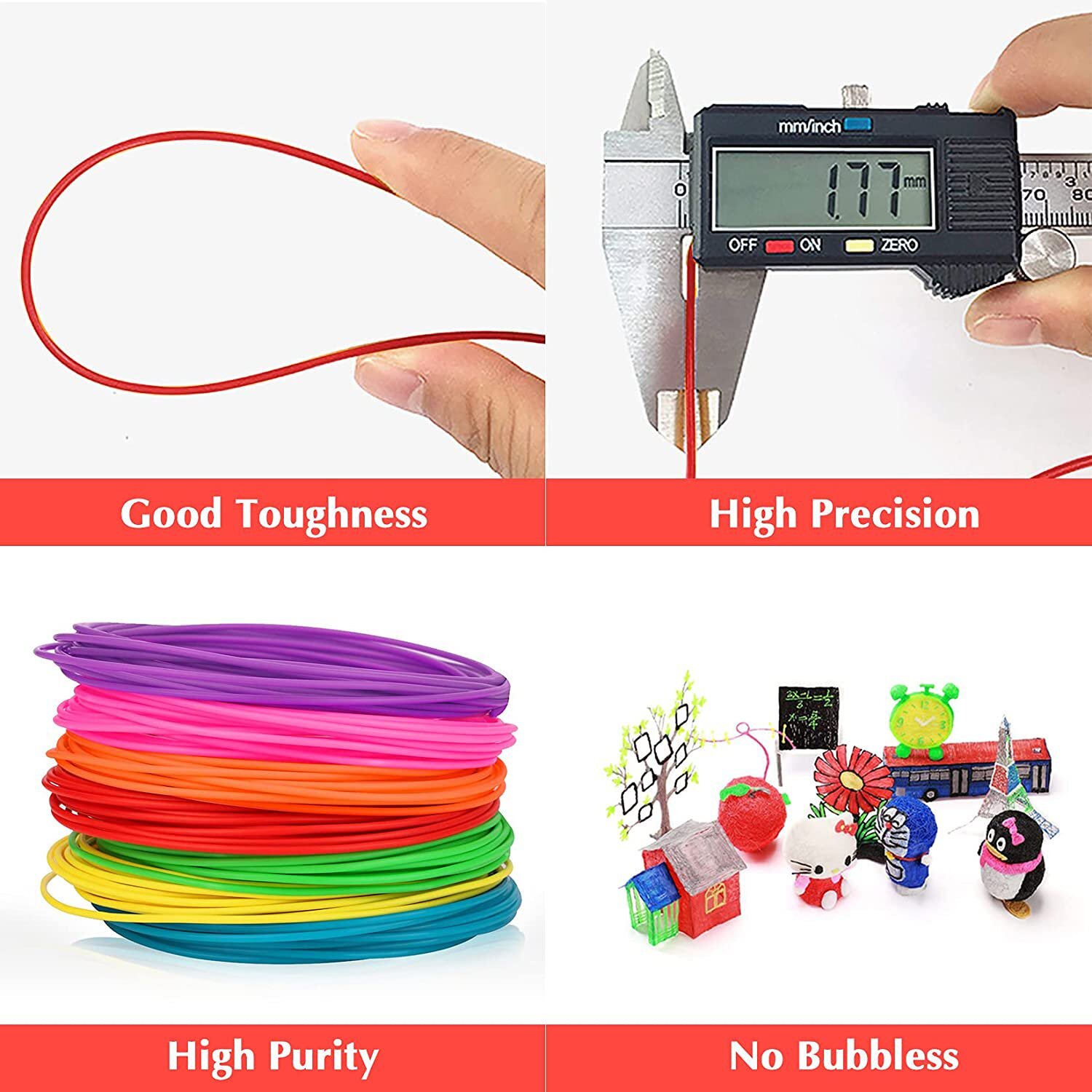 20 Colors 3D Pen Printer PLA Filament Refills High Precision 1.75mm 323 Feet