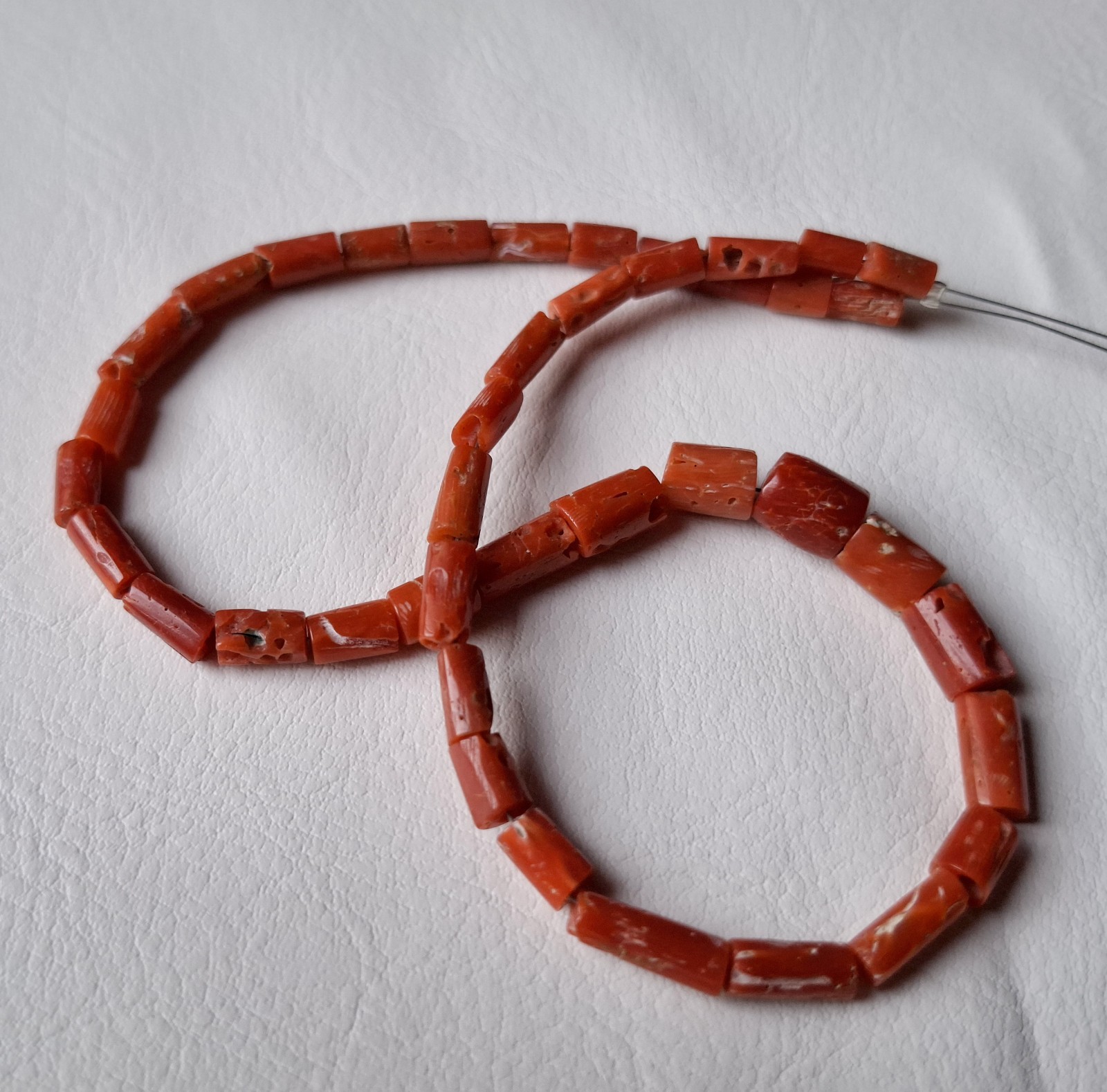 SALE 100% Natural Italian Red Coral Tube Beads: 12 Inch Strand for Jewelry Makin