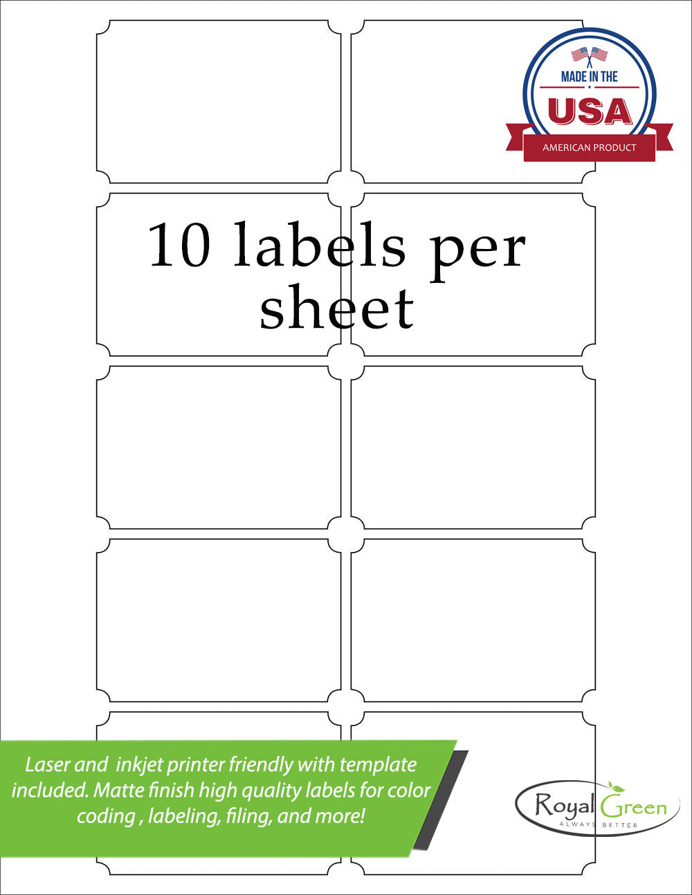 3″ x 2″ Printing Labels White Matte Stickers Laser/Inkjet Template Included