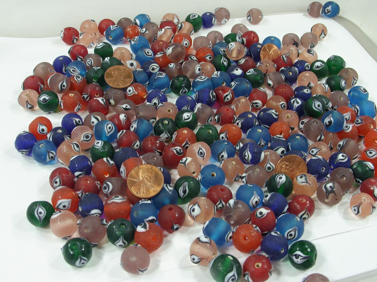 2 Pounds Assorted Colors India Handmade Evil Eye Glass Beads Bulk Lot (TAN-7)⭐