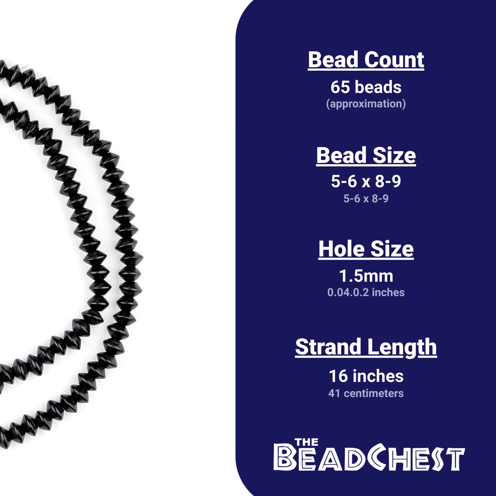 Black Bicone Natural Wood Beads 5x8mm 16 Inch Strand