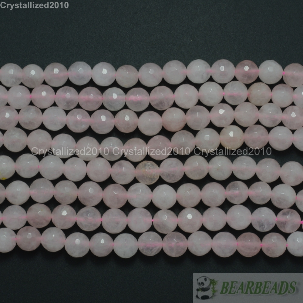 Natural Rose Quartz Gemstone Faceted Round Beads 2mm 3mm 4mm 6mm 8mm 10mm 15″