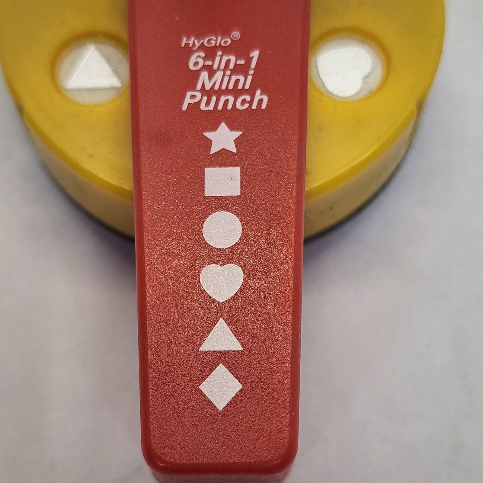 HyGlo 6-In-1 Mini Craft Punch Less Than 1in Shapes Red Yellow Scrapbook Cards