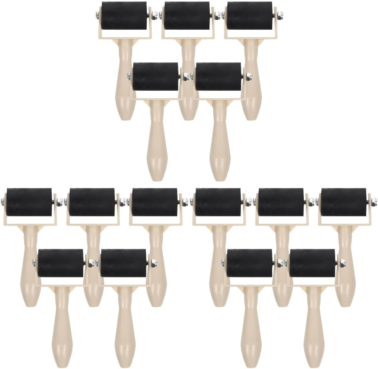 15Pcs Small Rubber Brayer Roller for Printmaking – 3.7″ Mini Inking Rollers Bulk