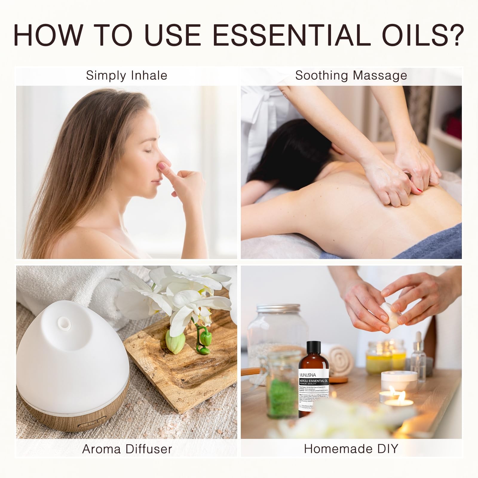 MUNUSNA Neroli Essential Oil 100ML, 100% Pure 3.38 Fl Oz (Pack of 1)