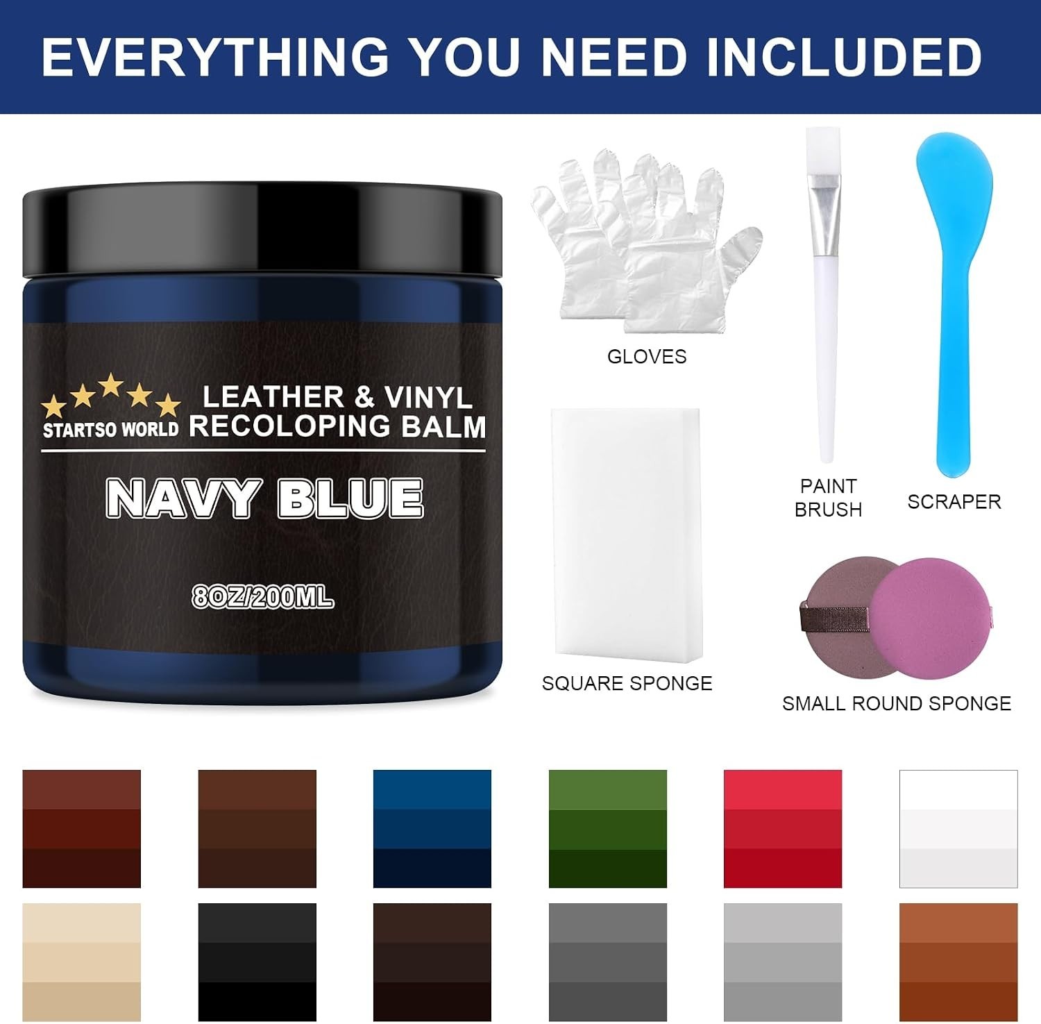 Leather Recoloring Balm, Navy Blue Leather Repair Kit for Furniture, Leather …