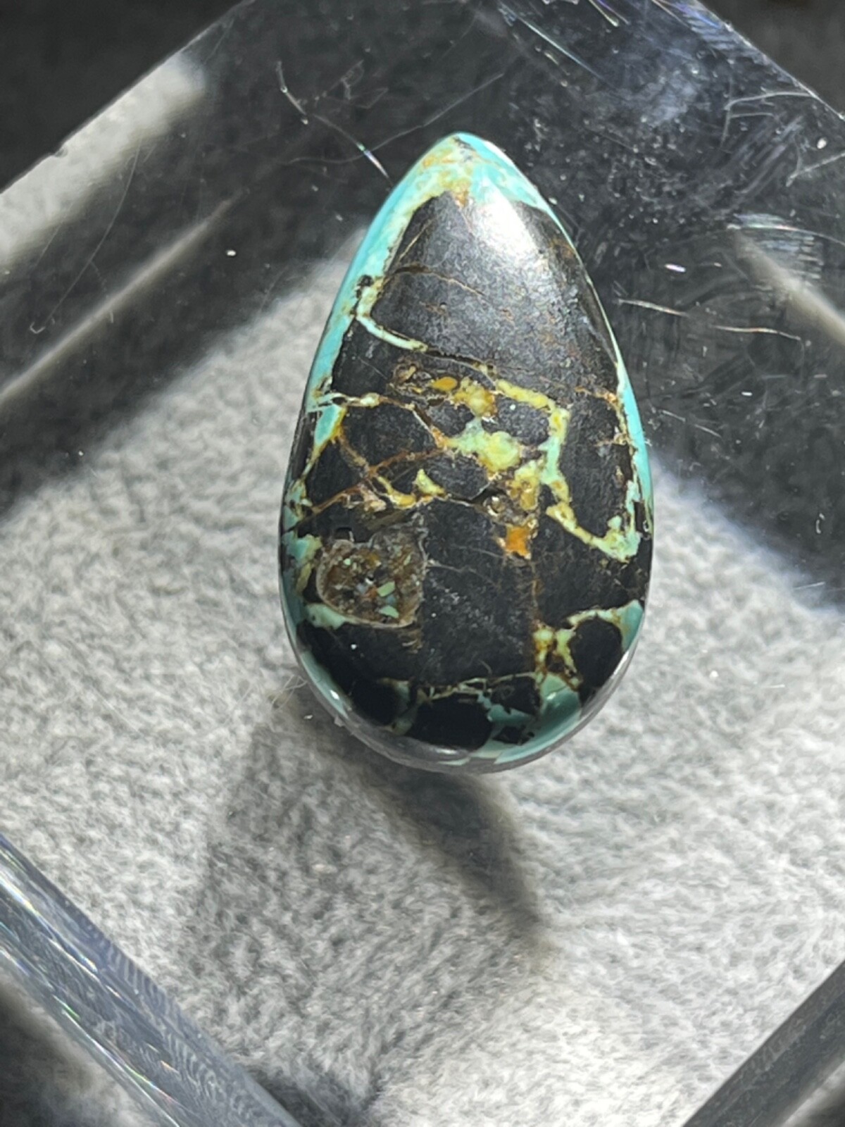 Blue Moon Turquoise 17 ctw Pear tear drop Cabochon. Tonopah, Nevada USA mined
