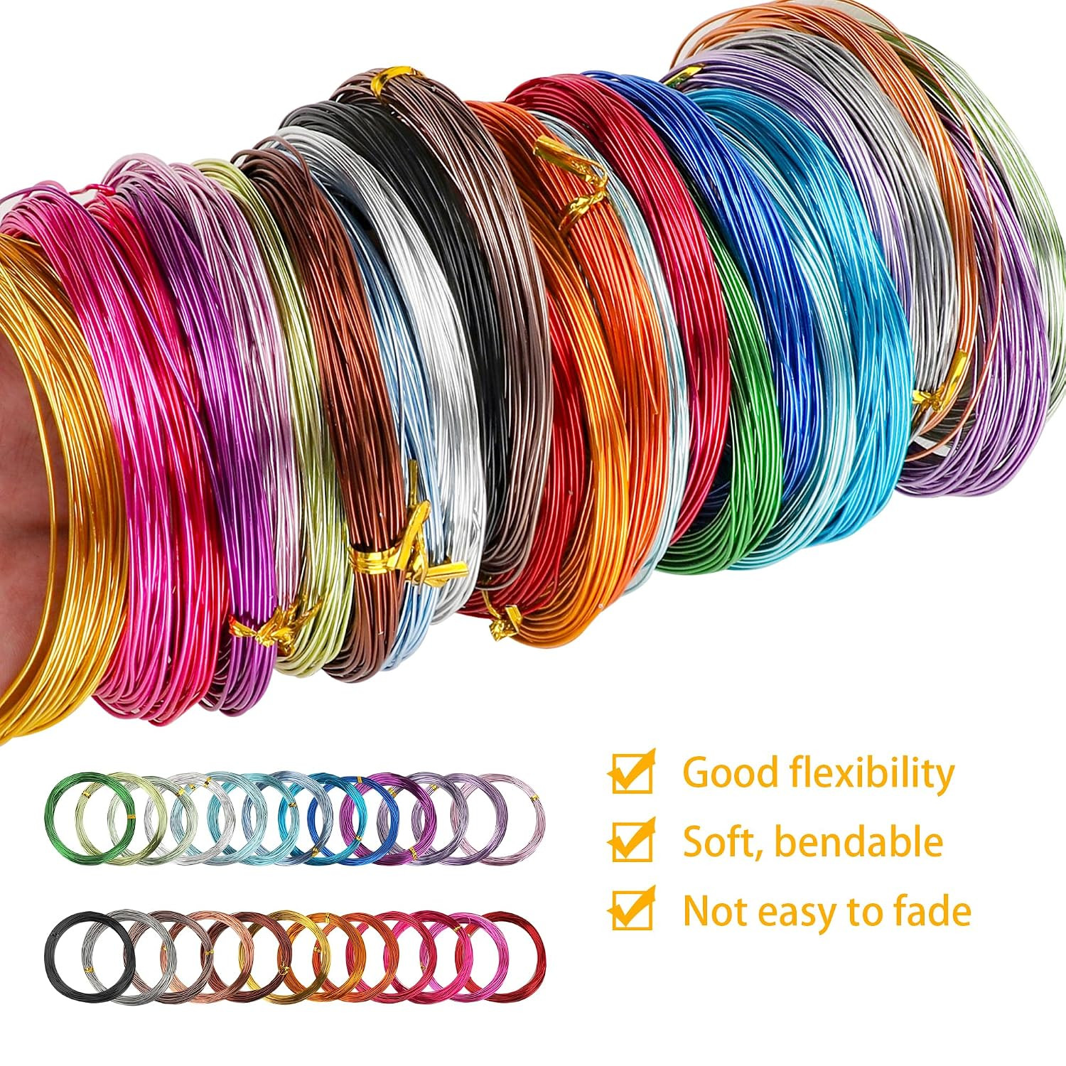 25 Rolls 800 Feet Colored Aluminum Craft Wire, 18 Gauge 1Mm Flexible Aluminum Ar
