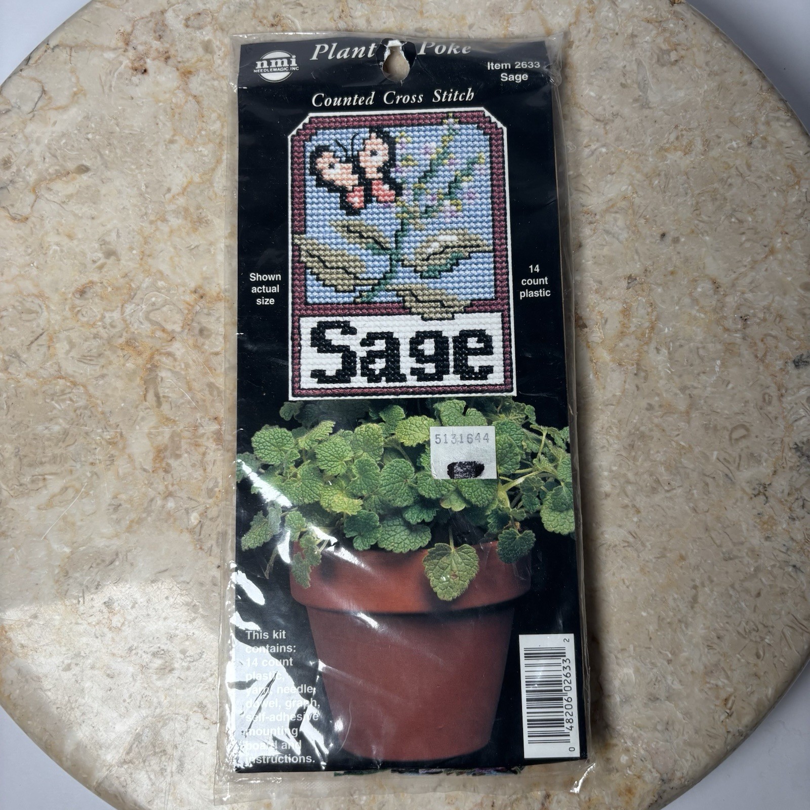 New NMI Needlemagic Oregano & Sage Plant Poke Cross Stitch Kit Herb Label Marker