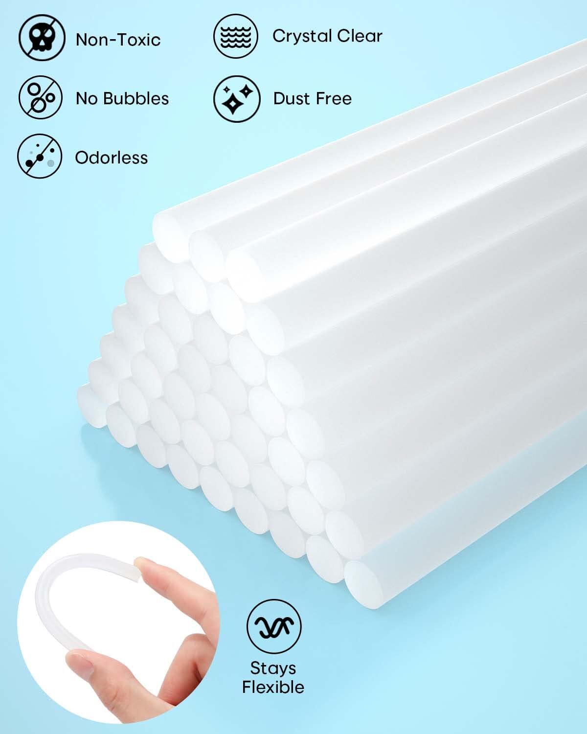 SHALL 220 PCS 7MM/11MM Clear Glue Sticks Hot Melt for Arts Craft DIY Kit Set