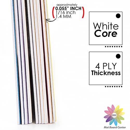 Pack of 25 Uncut Mat Boards Assorted Colors Full Sheet for DIY Frames Crafts