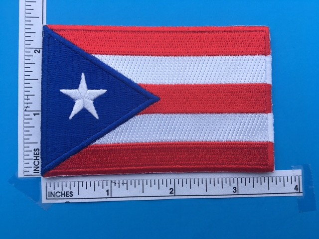 PUERTO RICO FLAG PATCH EMBROIDERED APPLIQUE IRON-ON SEW-ON (3 1/2″ x 2 1/4″)