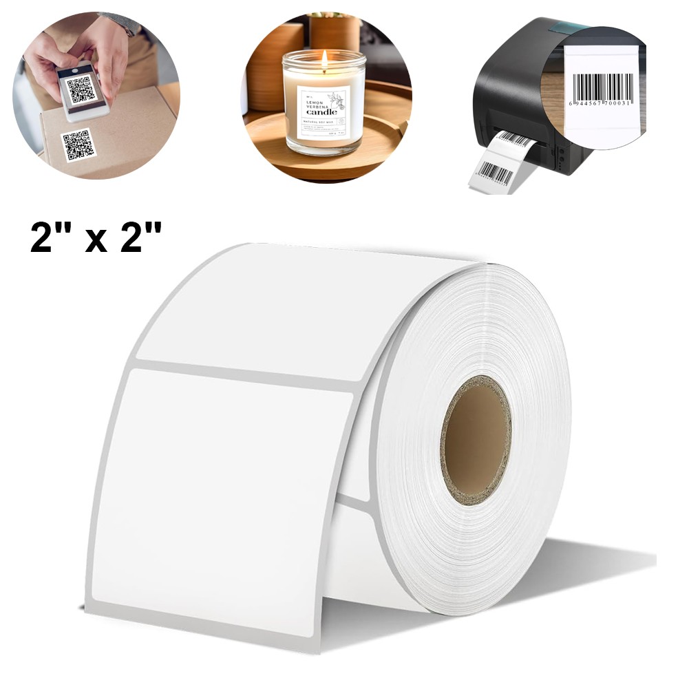 2″x2″ Direct Thermal Labels Square 700/Roll for Thank You Stickers QR Code Decal