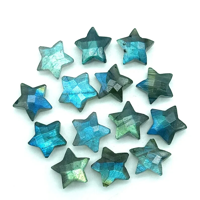 5 PCS Blue Flashy Labradorite Star Shape Beads, Labradorite Star Shape 12mm