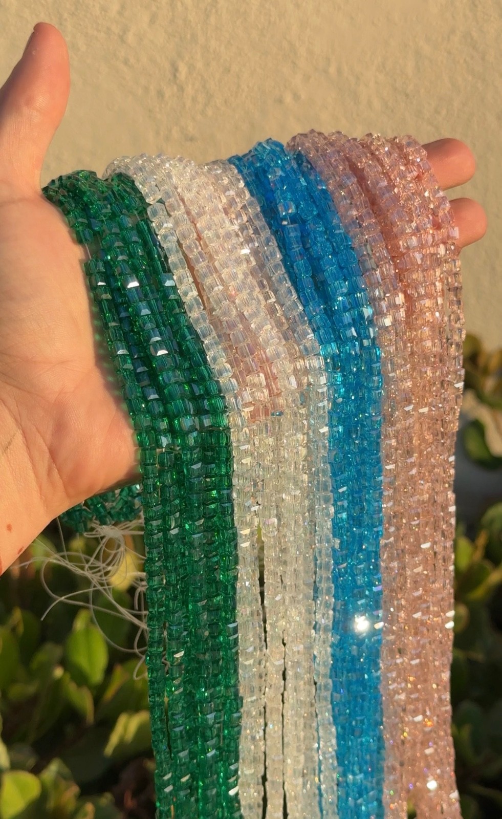 High Grade AB Glass Square Cube Beads 8mm 6mm 5mm 3mm 95 Beads per Strand