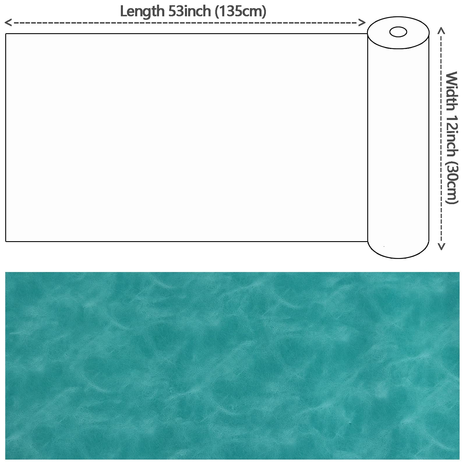 Smooth Solid Color Lake Blue Faux Leather Roll 12″X53″(30cmX135cm), Material …