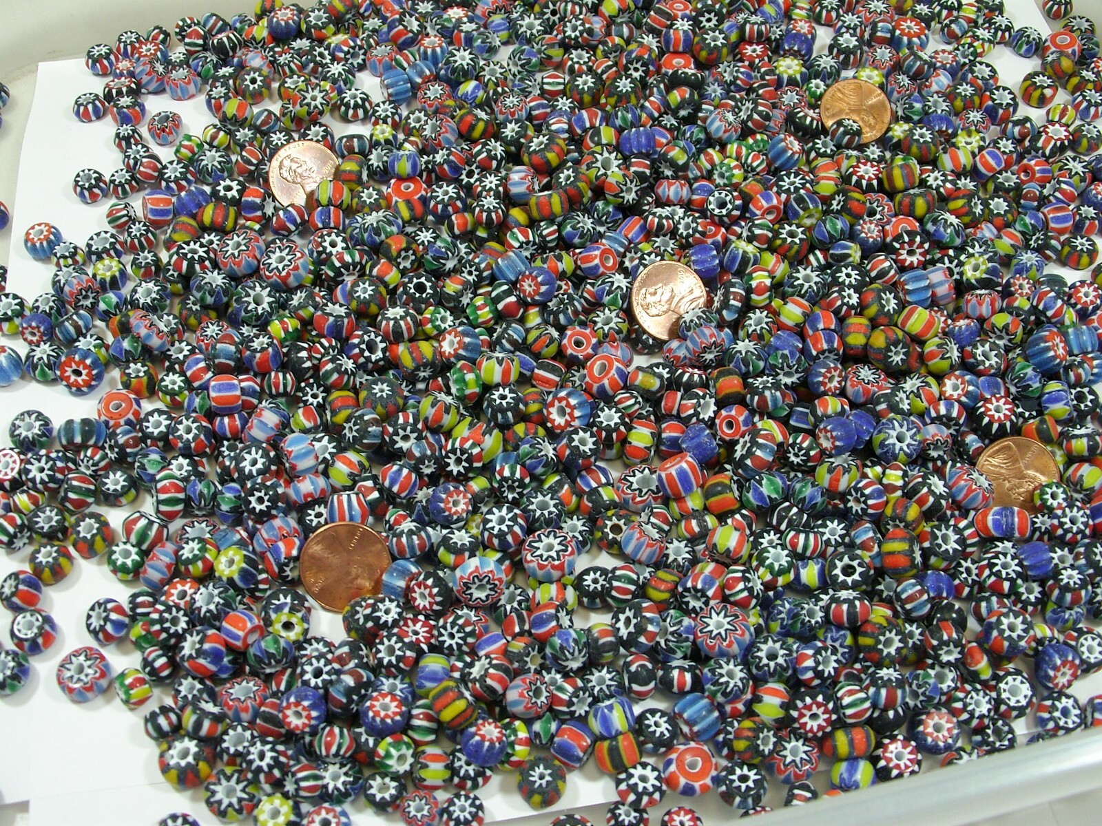 2 Pounds Assorted India Handmade Chevron Glass Spacer Beads Bulk Lot (PMP-21)