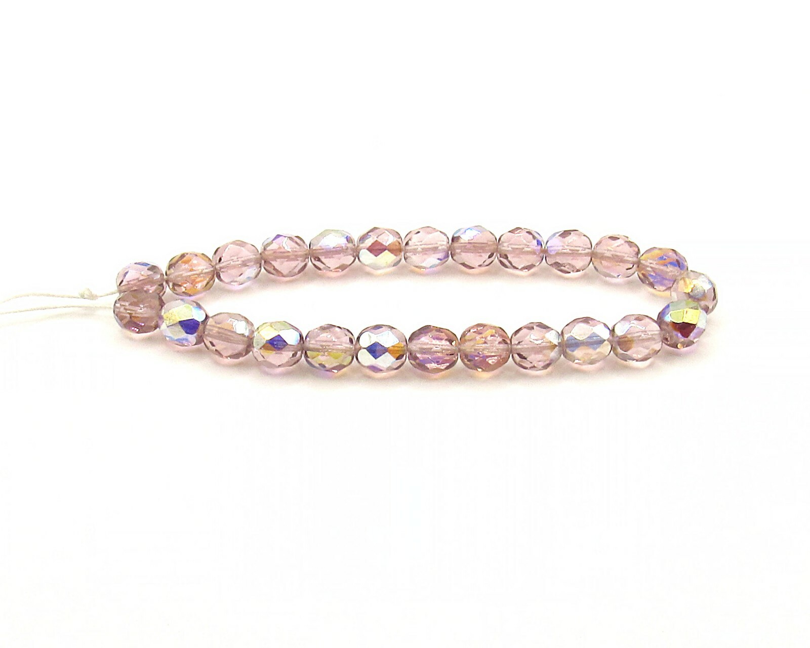 Light Amethyst Purple AB – 25 8mm Round Czech Glass Faceted Fire Polish Beads