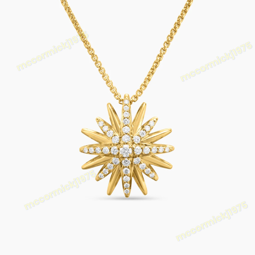 New.DavldYurman.Starburst.Diamond Sterling GOLD Women pendant necklace